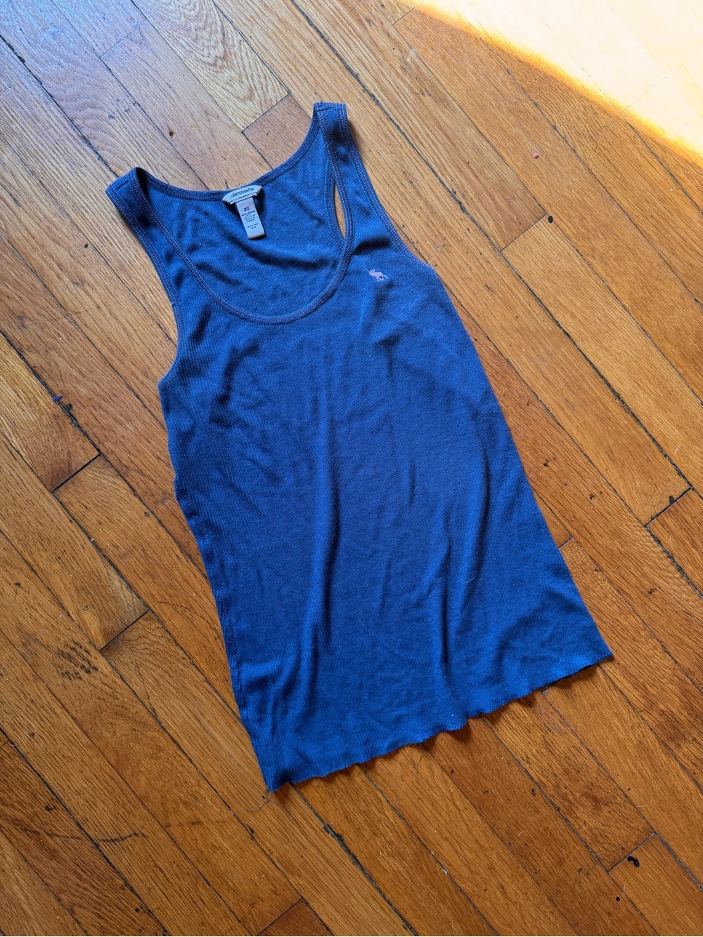 abercrombie kids navy ribbed tank with pink logo